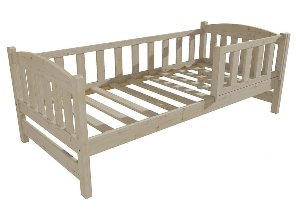 eoshop Detská posteľ DP 002 so zábranou (Rozmer: 70 x 160 cm, Farba dreva: surové drevo)