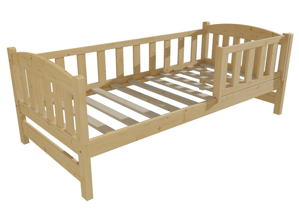 eoshop Detská posteľ DP 002 so zábranou (Rozmer: 70 x 160 cm, Farba dreva: bezfarebný lak)