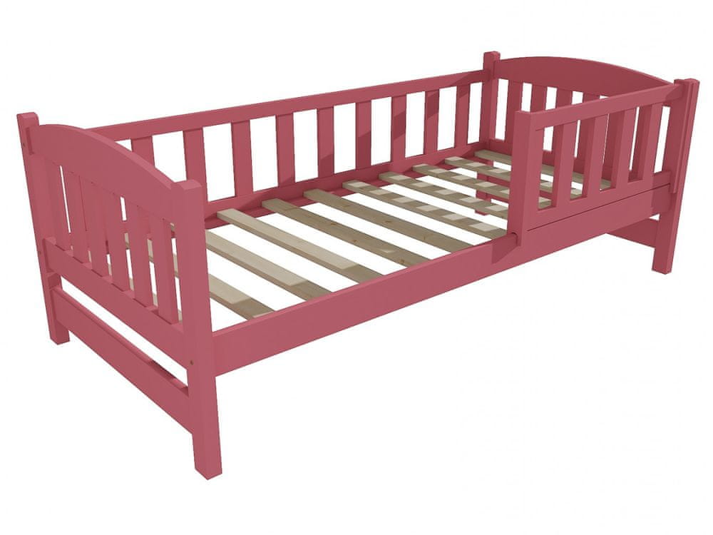 eoshop Detská posteľ DP 002 so zábranou (Rozmer: 80 x 180 cm, Farba dreva: farba ružová)