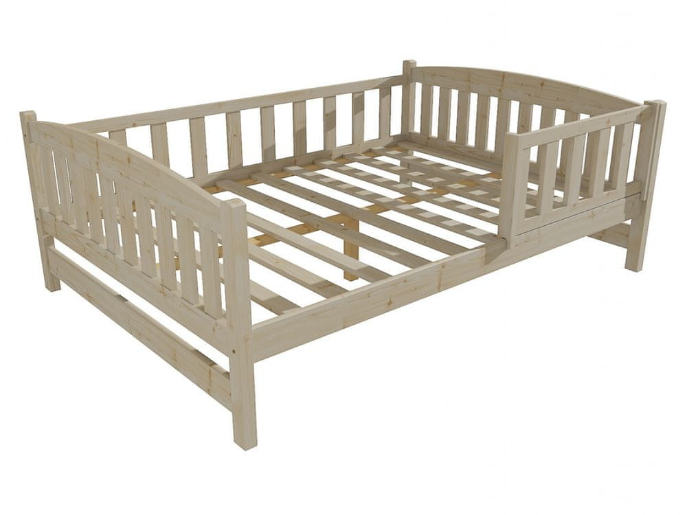 eoshop Detská posteľ DP 002 XL so zábranou (Rozmer: 120 x 200 cm, Farba dreva: surové drevo)