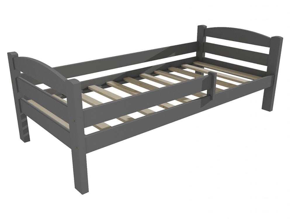 eoshop Detská posteľ DP 005 so zábranou (Rozmer: 90 x 200 cm, Farba dreva: farba sivá)