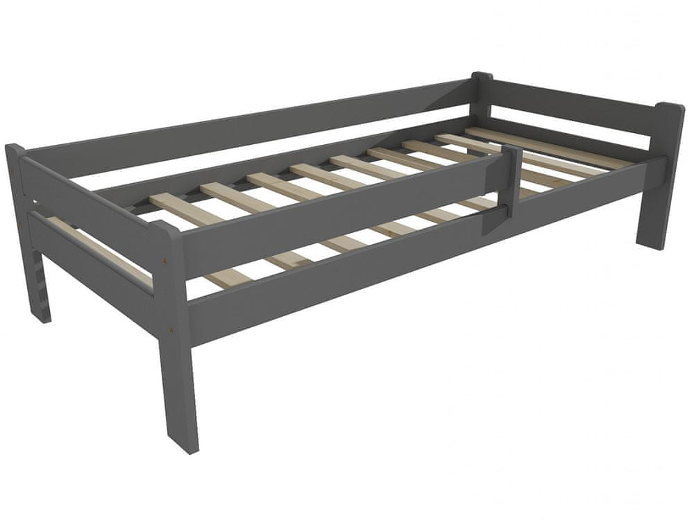 eoshop Detská posteľ DP 012 so zábranou (Rozmer: 70 x 160 cm, Farba dreva: farba sivá)