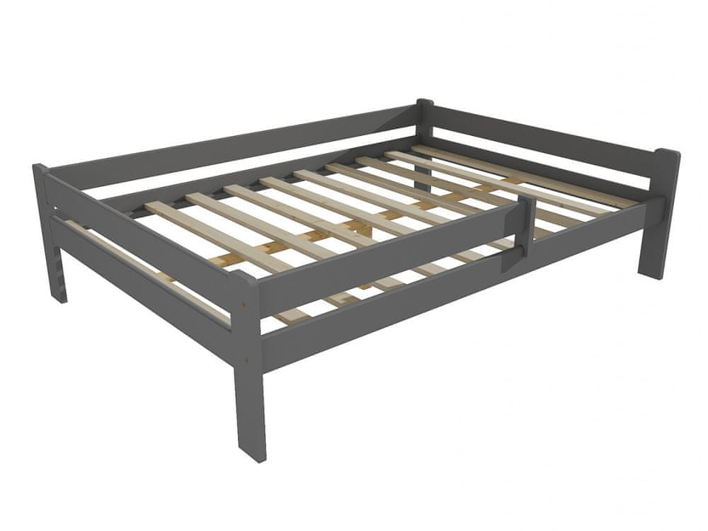 eoshop Detská posteľ DP 012 XL so zábranou (Rozmer: 120 x 200 cm, Farba dreva: farba sivá)