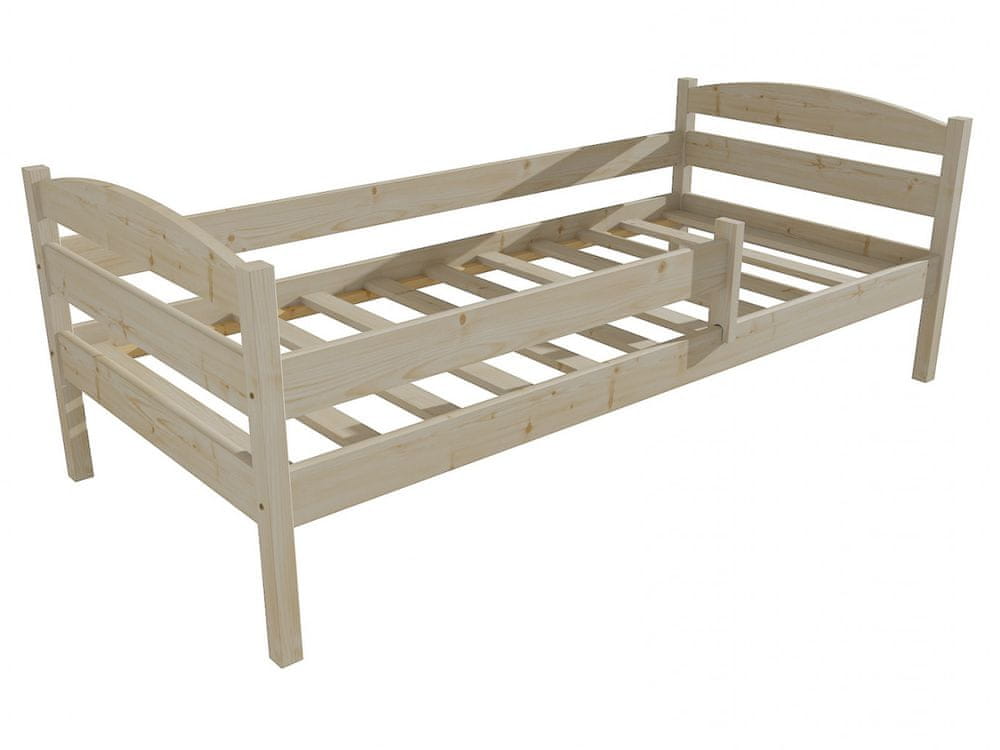 eoshop Detská posteľ DP 017 so zábranou (Rozmer: 80 x 200 cm, Farba dreva: surové drevo)