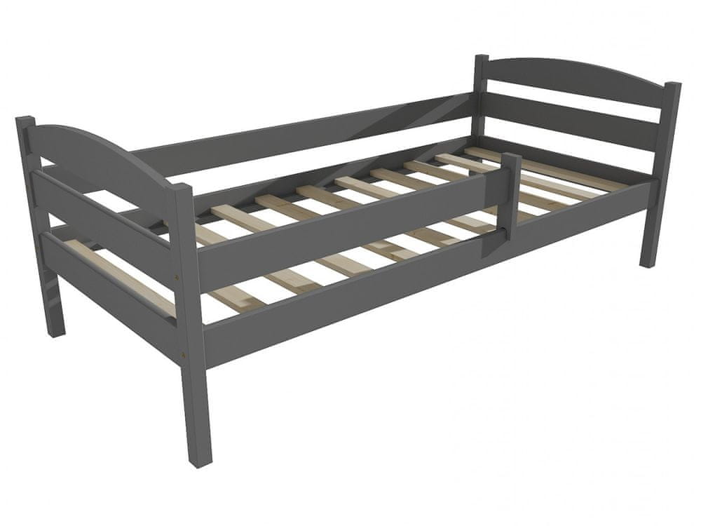 eoshop Detská posteľ DP 017 so zábranou (Rozmer: 90 x 200 cm, Farba dreva: farba sivá)