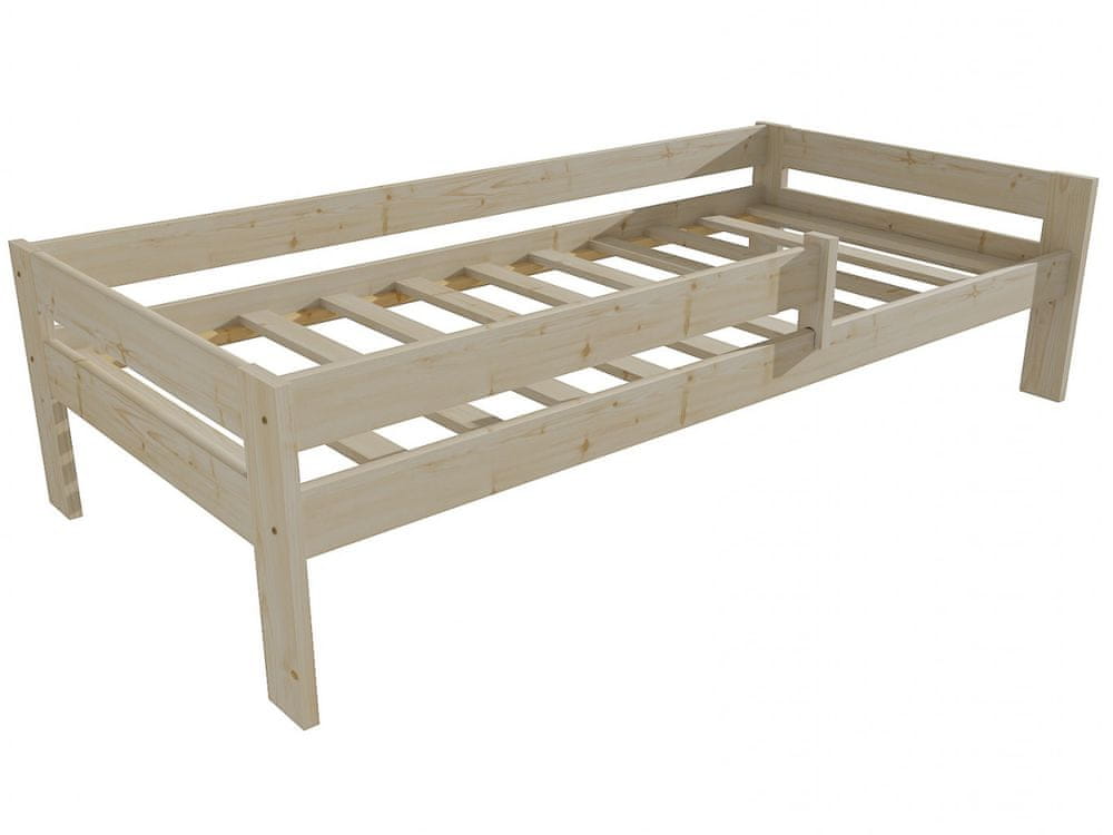 eoshop Detská posteľ DP 018 so zábranou (Rozmer: 80 x 200 cm, Farba dreva: surové drevo)