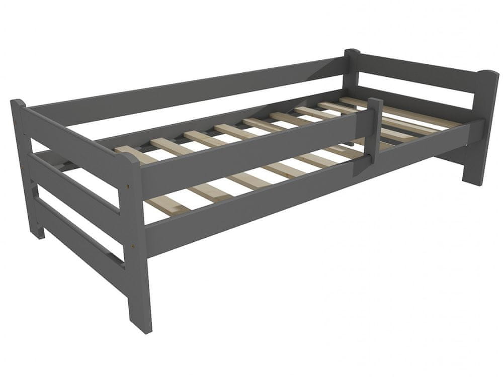 eoshop Detská posteľ DP 019 so zábranou (Rozmer: 80 x 180 cm, Farba dreva: farba sivá)