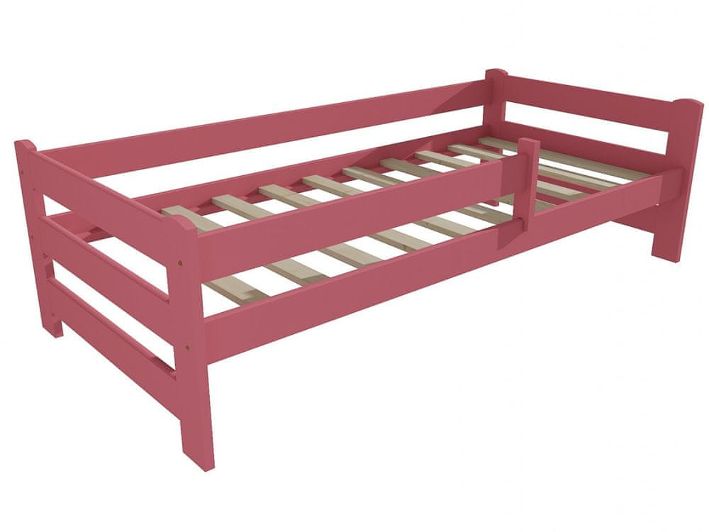 eoshop Detská posteľ DP 019 so zábranou (Rozmer: 70 x 160 cm, Farba dreva: farba ružová)