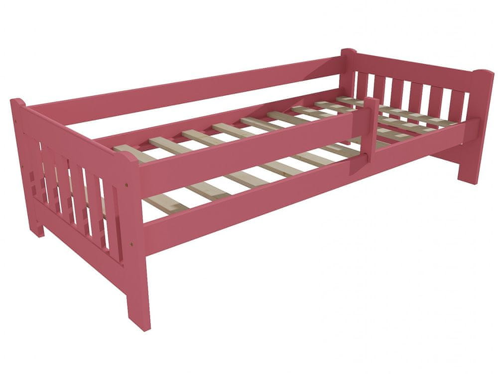 eoshop Detská posteľ DP 022 so zábranou (Rozmer: 90 x 200 cm, Farba dreva: farba ružová)