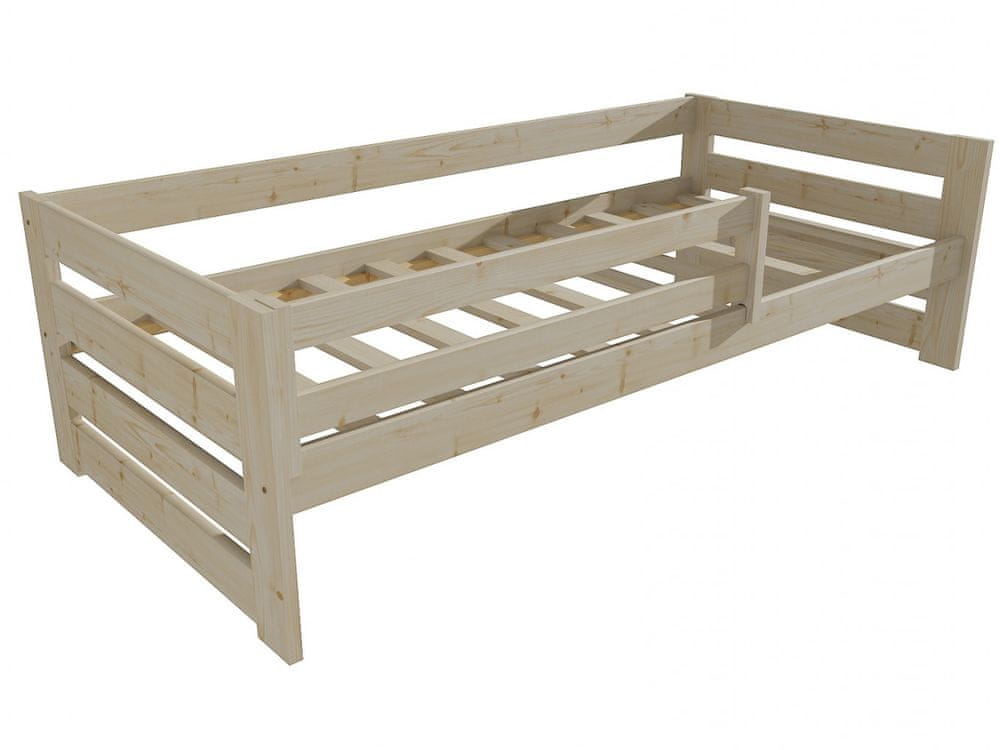 eoshop Detská posteľ DP 025 so zábranou (Rozmer: 80 x 200 cm, Farba dreva: surové drevo)
