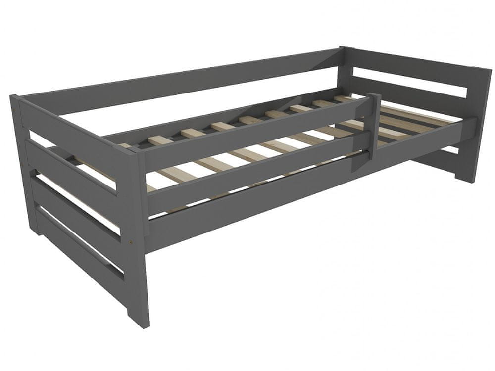 eoshop Detská posteľ DP 025 so zábranou (Rozmer: 80 x 200 cm, Farba dreva: farba sivá)