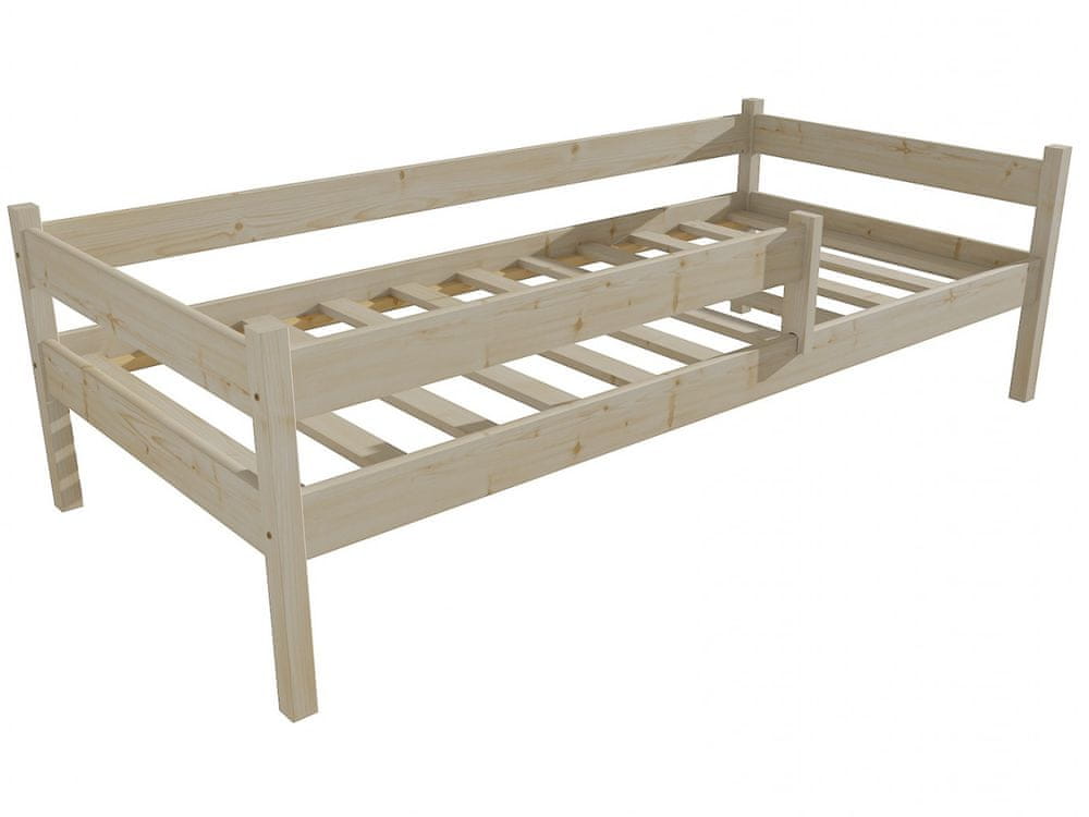 eoshop Detská posteľ DP 027 so zábranou (Rozmer: 90 x 180 cm, Farba dreva: surové drevo)