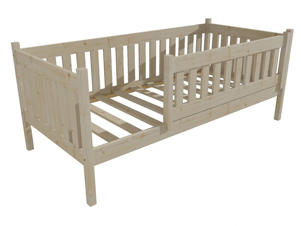 eoshop Detská posteľ M 012 NEW* so zábranou (Rozmer: 80 x 200 cm, Farba dreva: surové drevo)