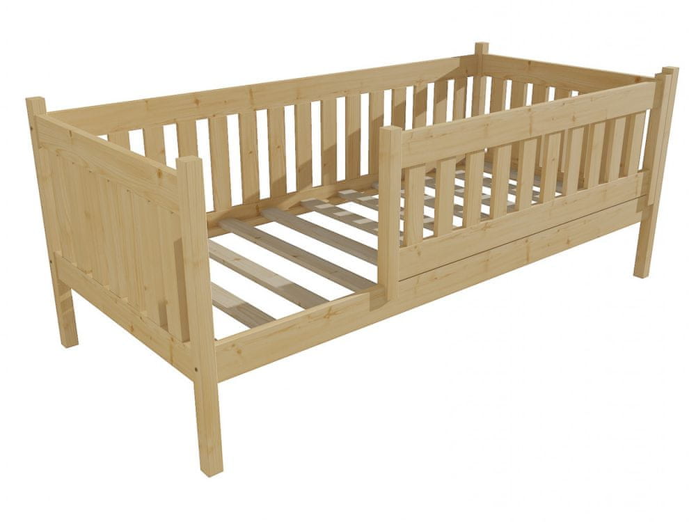 eoshop Detská posteľ M 012 NEW* so zábranou (Rozmer: 80 x 160 cm, Farba dreva: bezfarebný lak)