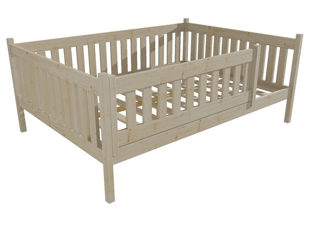 eoshop Detská posteľ M 012 XL NEW* so zábranou (Rozmer: 160 x 200 cm, Farba dreva: surové drevo)