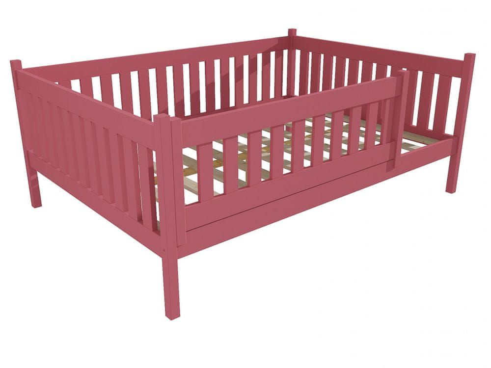 eoshop Detská posteľ M 012 XL NEW* so zábranou (Rozmer: 120 x 200 cm, Farba dreva: farba ružová)
