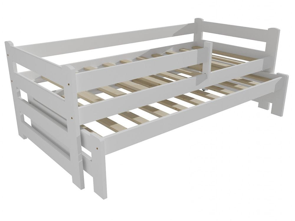 eoshop Detská posteľ s výsuvnou prístelkou DPV 001 so zábranou (Rozmer: 90 x 190 cm, Farba dreva: farba biela)