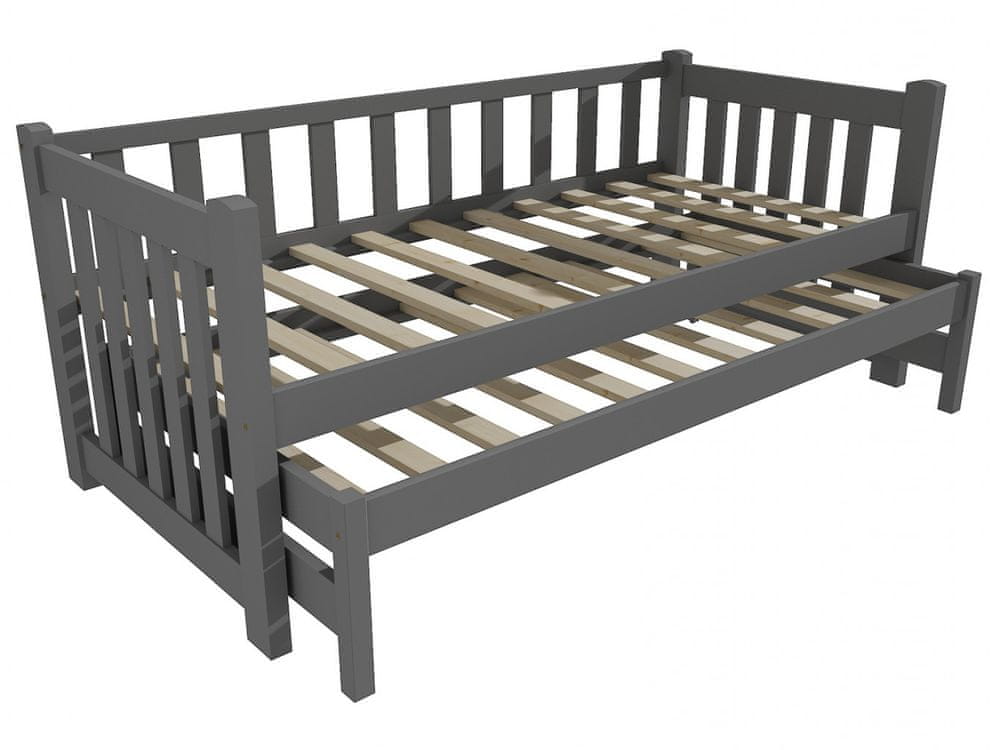 eoshop Detská posteľ s výsuvnou prístelkou DPV 002 (Rozmer: 90 x 180 cm, Farba dreva: farba sivá)