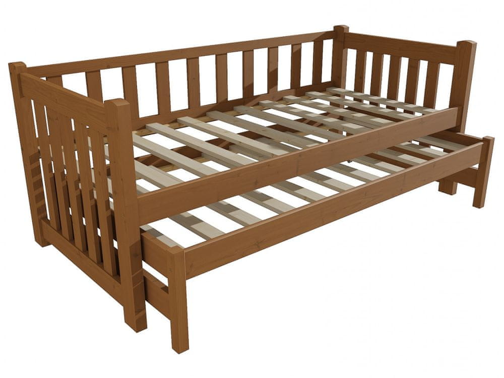 eoshop Detská posteľ s výsuvnou prístelkou DPV 002 (Rozmer: 80 x 200 cm, Farba dreva: morenie dub)