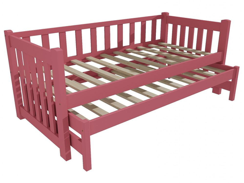 eoshop Detská posteľ s výsuvnou prístelkou DPV 002 (Rozmer: 80 x 200 cm, Farba dreva: farba ružová)