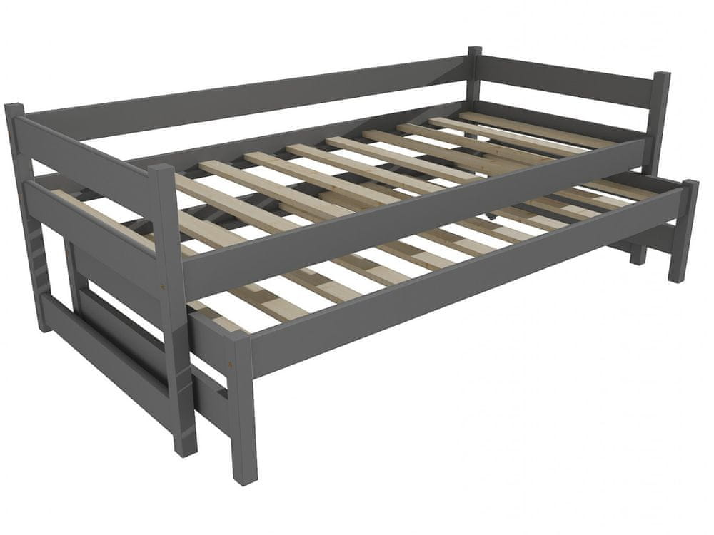 eoshop Detská posteľ s výsuvnou prístelkou DPV 003 (Rozmer: 80 x 200 cm, Farba dreva: farba sivá)