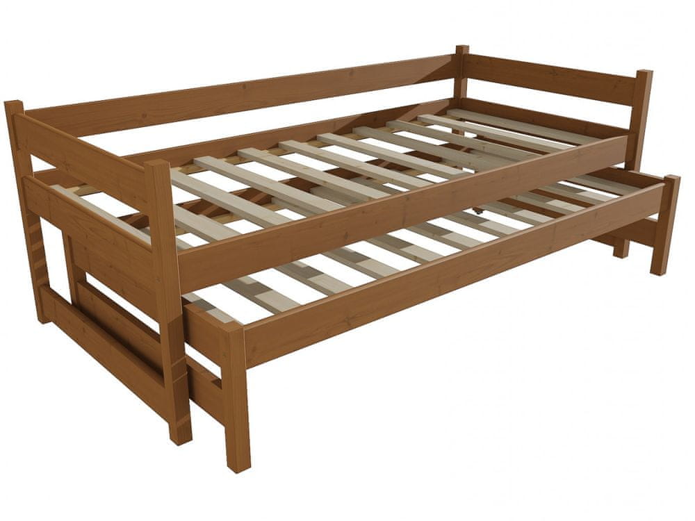 eoshop Detská posteľ s výsuvnou prístelkou DPV 003 (Rozmer: 80 x 200 cm, Farba dreva: morenie dub)