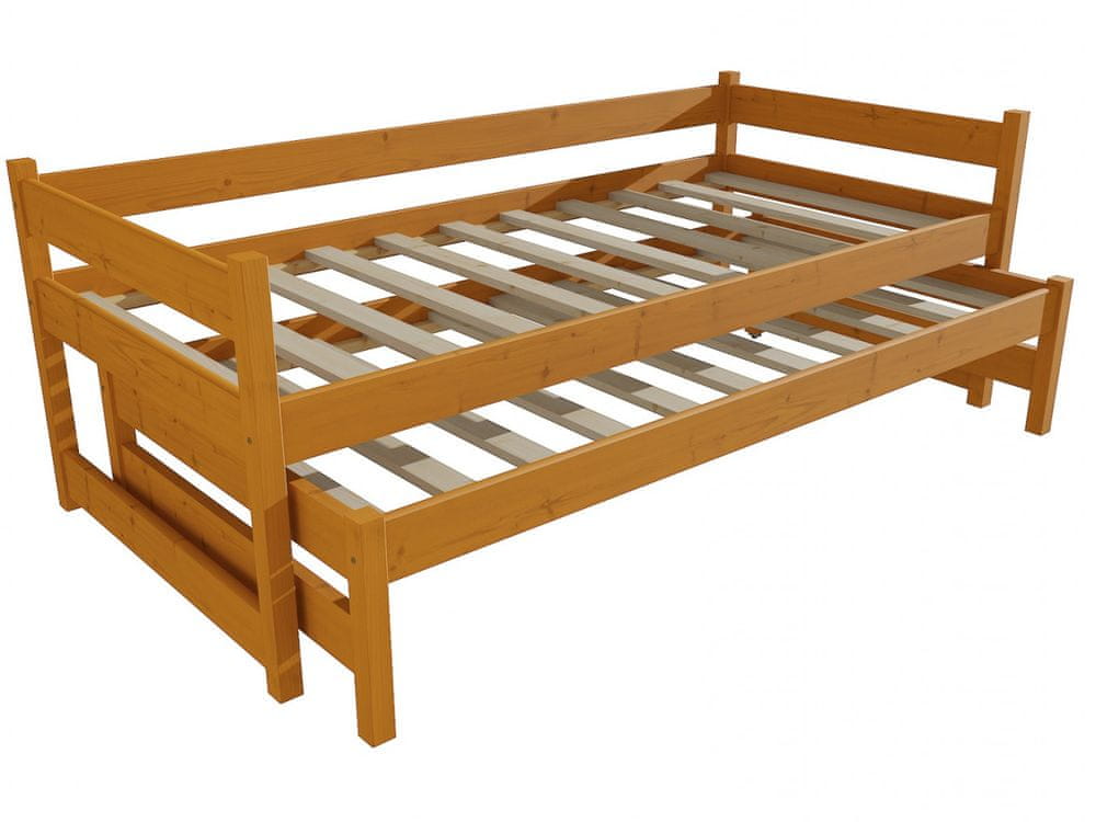 eoshop Detská posteľ s výsuvnou prístelkou DPV 003 (Rozmer: 80 x 200 cm, Farba dreva: morenie jelša)