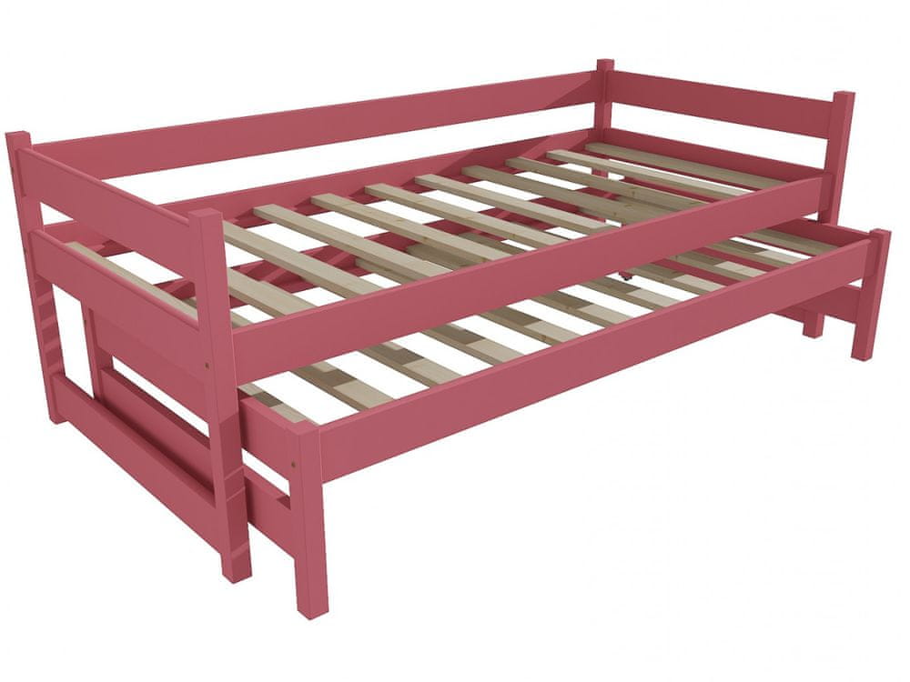 eoshop Detská posteľ s výsuvnou prístelkou DPV 003 (Rozmer: 80 x 200 cm, Farba dreva: farba ružová)