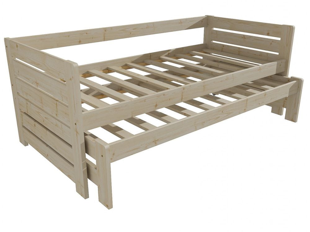eoshop Detská posteľ s výsuvnou prístelkou DPV 011 (Rozmer: 80 x 190 cm, Farba dreva: surové drevo)