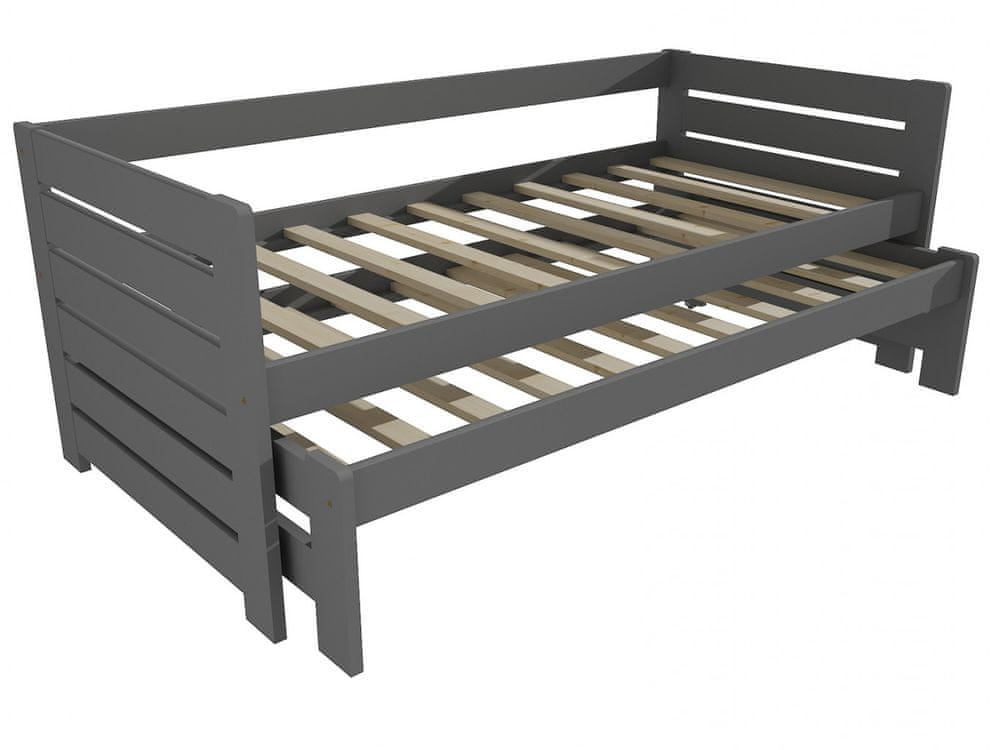 eoshop Detská posteľ s výsuvnou prístelkou DPV 011 (Rozmer: 80 x 200 cm, Farba dreva: farba sivá)