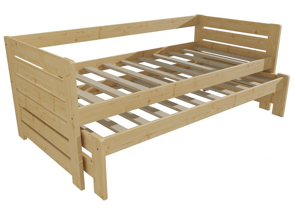 eoshop Detská posteľ s výsuvnou prístelkou DPV 011 (Rozmer: 90 x 180 cm, Farba dreva: bezfarebný lak)