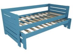 eoshop Detská posteľ s výsuvnou prístelkou DPV 011 (Rozmer: 80 x 200 cm, Farba dreva: farba modrá)