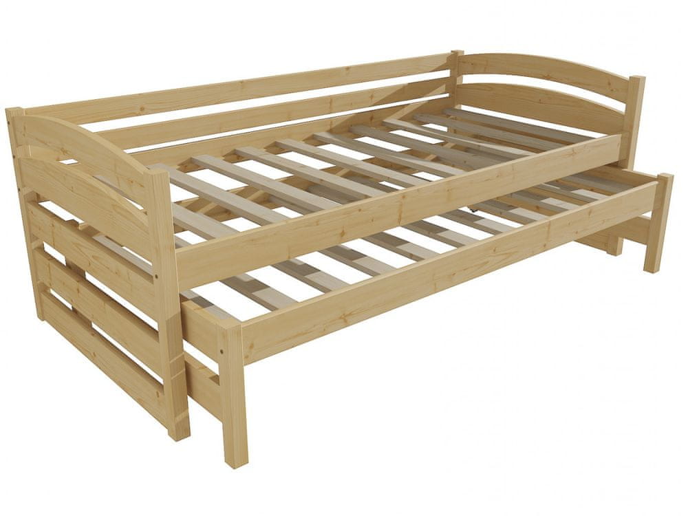 eoshop Detská posteľ s výsuvnou prístelkou DPV 012 (Rozmer: 80 x 200 cm, Farba dreva: bezfarebný lak)
