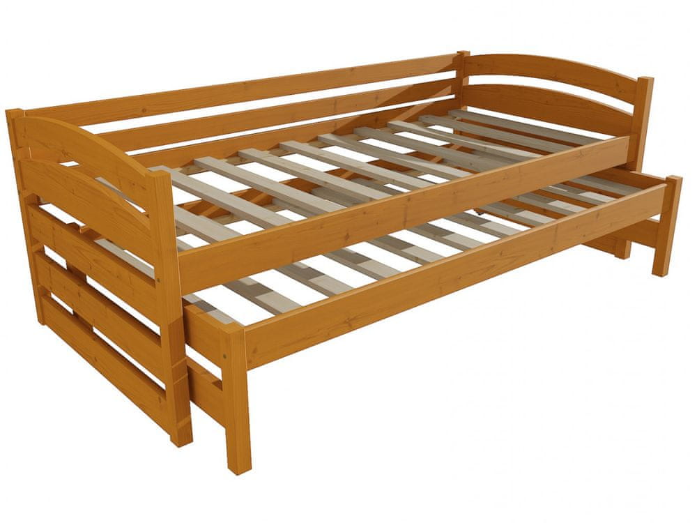 eoshop Detská posteľ s výsuvnou prístelkou DPV 012 (Rozmer: 90 x 190 cm, Farba dreva: morenie jelša)