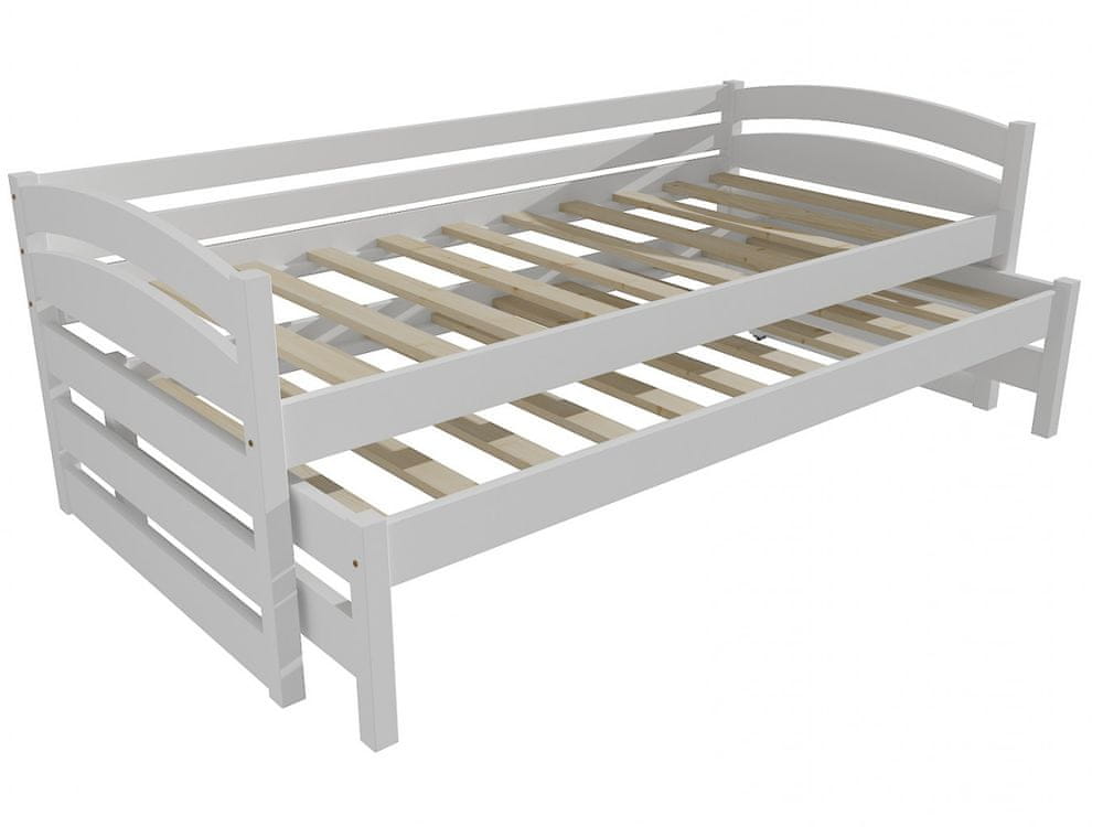 eoshop Detská posteľ s výsuvnou prístelkou DPV 012 (Rozmer: 80 x 180 cm, Farba dreva: farba biela)