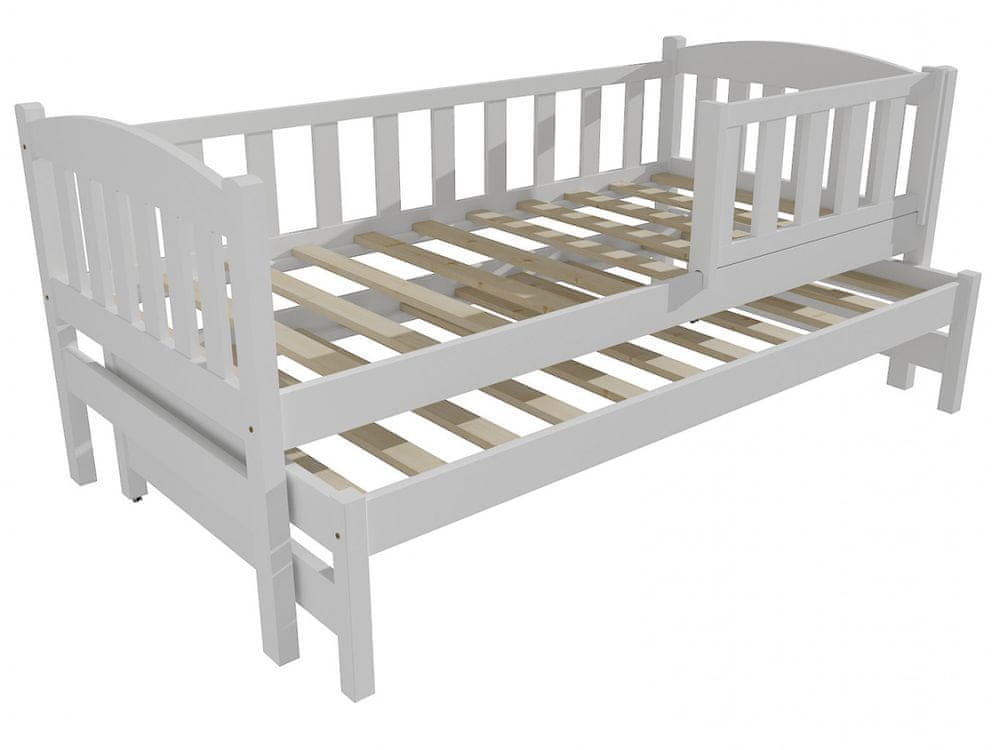 eoshop Detská posteľ s výsuvnou prístelkou DPV 013 so zábranou (Rozmer: 80 x 200 cm, Farba dreva: farba biela)
