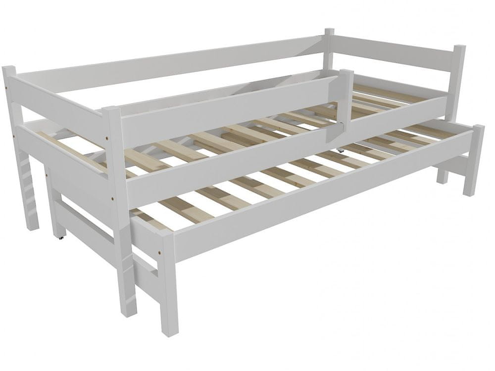 eoshop Detská posteľ s výsuvnou prístelkou DPV 017 so zábranou (Rozmer: 80 x 190 cm, Farba dreva: farba biela)