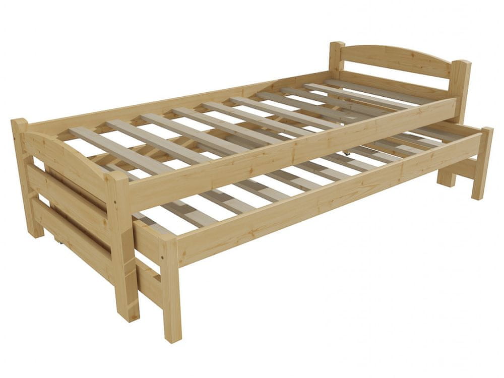 eoshop Detská posteľ s výsuvnou prístelkou DPV 025 (Rozmer: 90 x 200 cm, Farba dreva: bezfarebný lak)