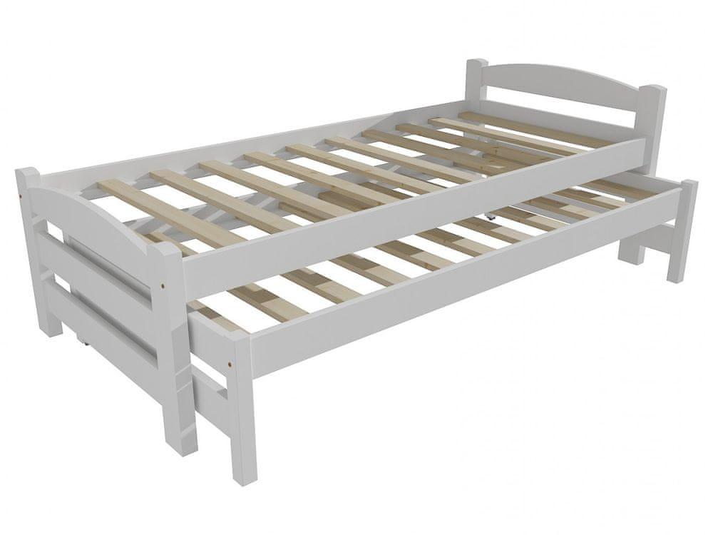 eoshop Detská posteľ s výsuvnou prístelkou DPV 025 (Rozmer: 80 x 190 cm, Farba dreva: farba biela)