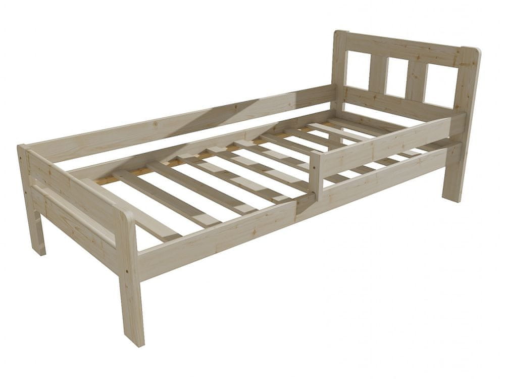 eoshop Detská posteľ so zábranou VMK010C KIDS (Rozmer: 80 x 160 cm, Farba dreva: surové drevo)