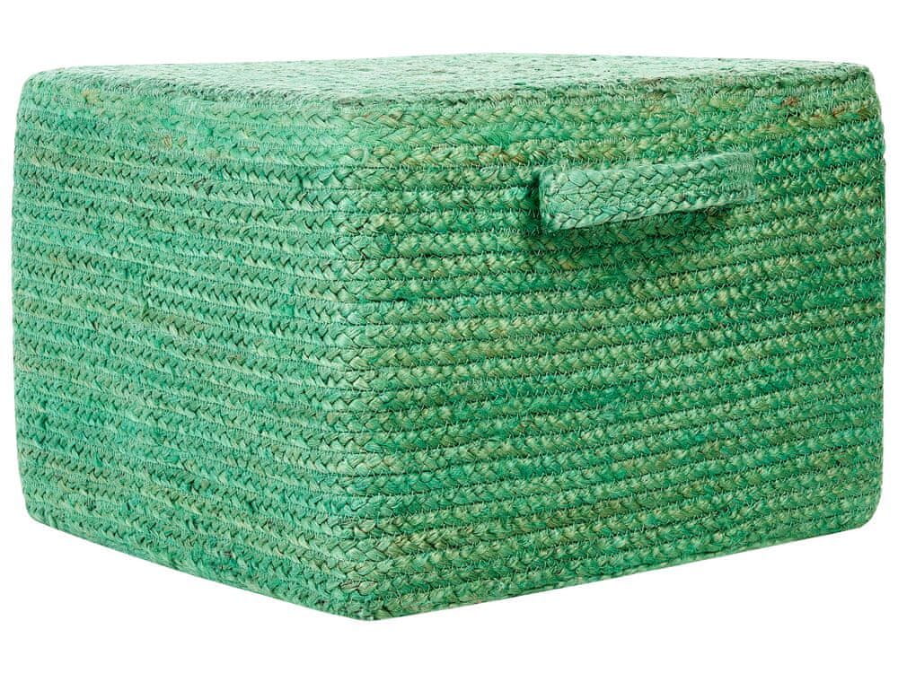 Beliani Jutový puf 45 x 45 x 30 cm zelený DHADAR