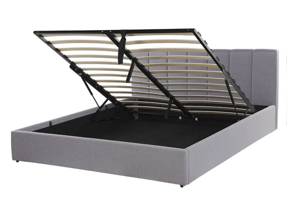 Beliani Čalúnená posteľ s úložným priestorom 140 x 200 cm svetlosivá DREUX