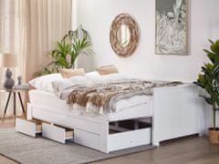 Beliani Drevená rozkladacia posteľ s úložným priestorom 90/180x200 cm biela CAHORS