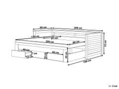 Beliani Drevená rozkladacia posteľ s úložným priestorom 90/180x200 cm biela CAHORS
