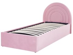 Beliani Zamatová posteľ s úložným priestorom 90 x 200 cm ružová ANET