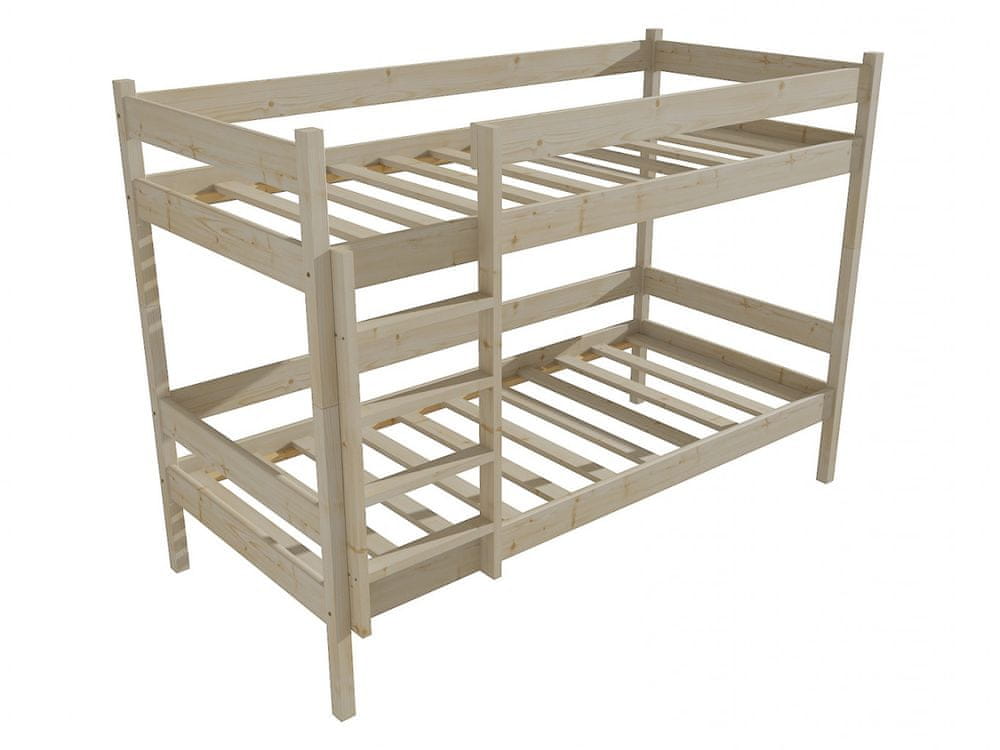 eoshop Poschodová posteľ PP 002 (Rozmer: 80 x 200 cm, Priestor medzi lôžkami: 100 cm, Farba dreva: surové drevo)