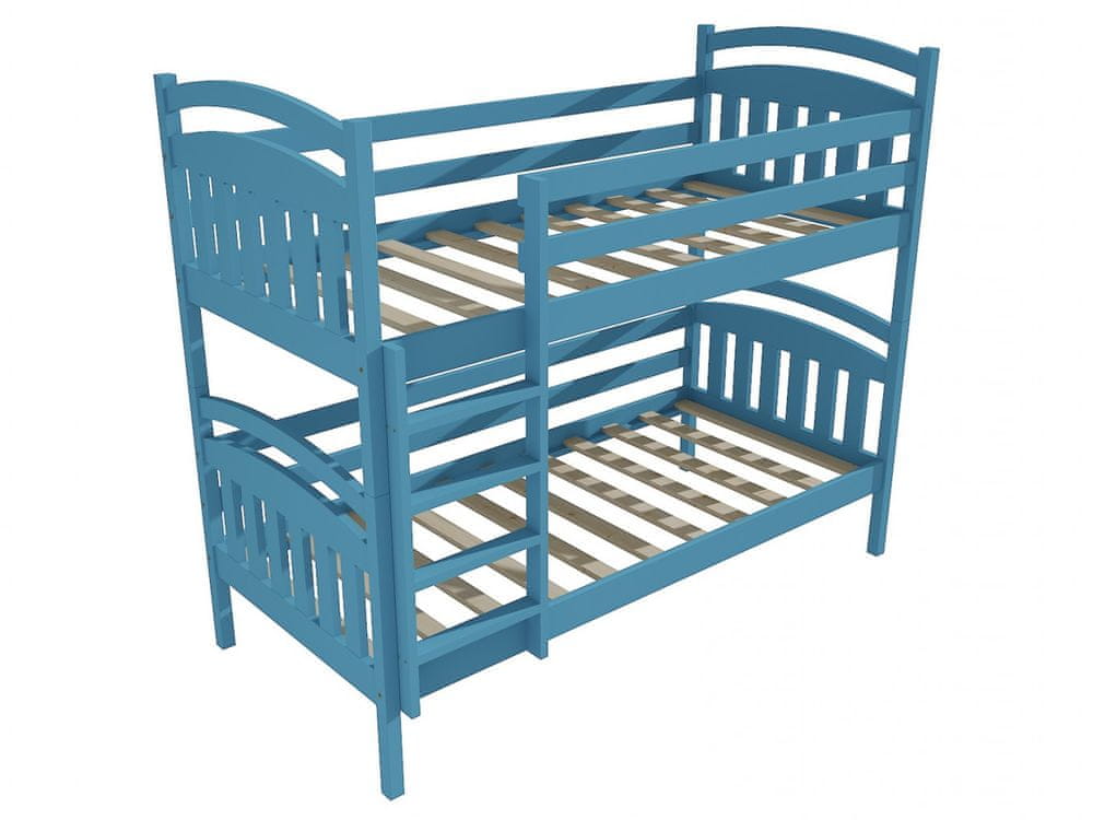 eoshop Poschodová posteľ PP 003 (Rozmer: 90 x 200 cm, Priestor medzi lôžkami: 80 cm, Farba dreva: farba modrá)