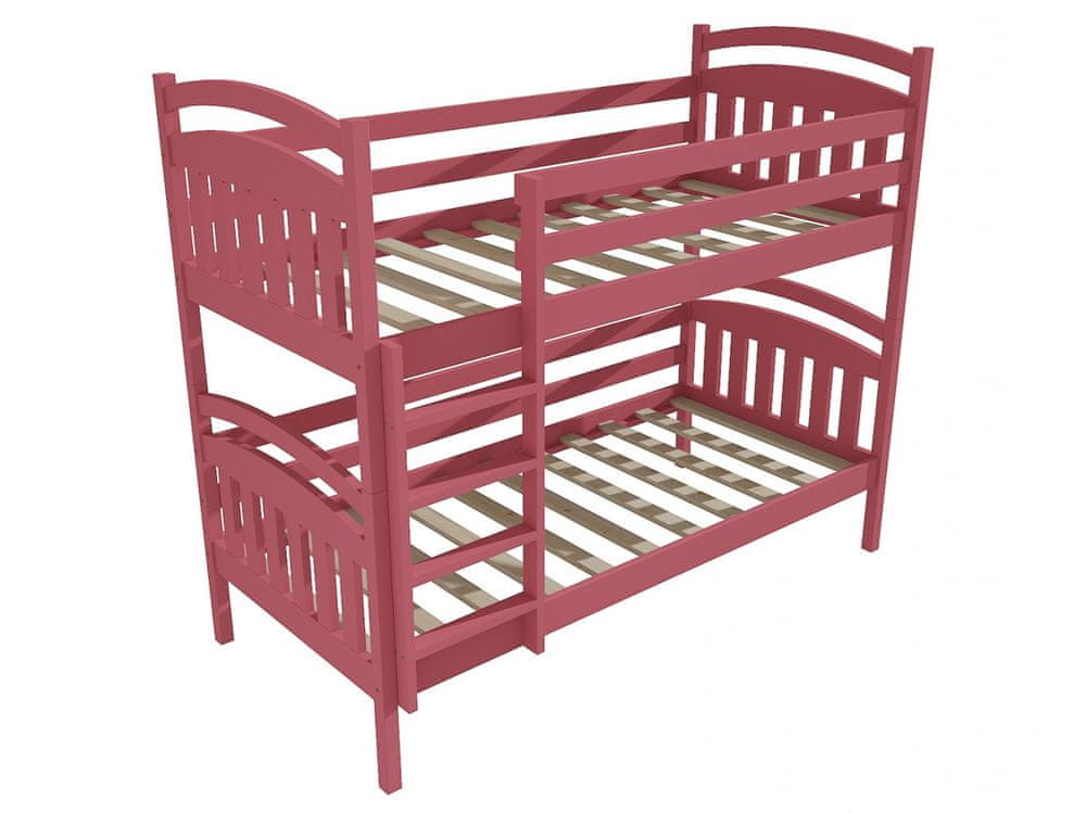 eoshop Poschodová posteľ PP 003 (Rozmer: 90 x 200 cm, Priestor medzi lôžkami: 80 cm, Farba dreva: farba ružová)