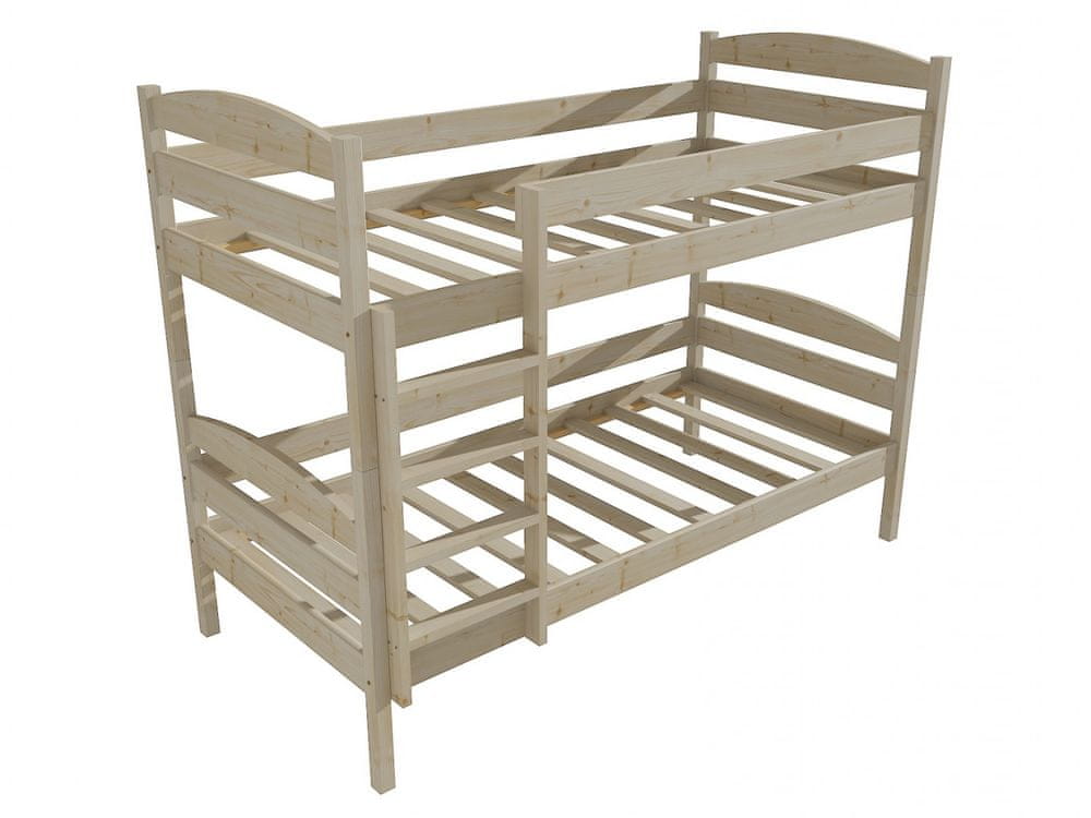 eoshop Poschodová posteľ PP 004 (Rozmer: 80 x 190 cm, Priestor medzi lôžkami: 100 cm, Farba dreva: surové drevo)