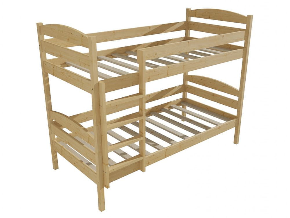 eoshop Poschodová posteľ PP 004 (Rozmer: 90 x 190 cm, Priestor medzi lôžkami: 100 cm, Farba dreva: bezfarebný lak)